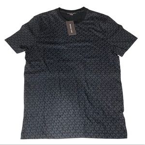 Michael Kors Mens 100% Cotton Black MK Logo Crew Neck T Shirt